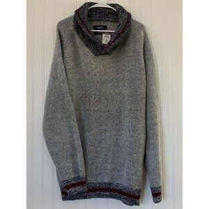 Rue 21 Men’s NWT Navy Burgundy Red Shawl Collar Cuff Gray Sweater-XXL